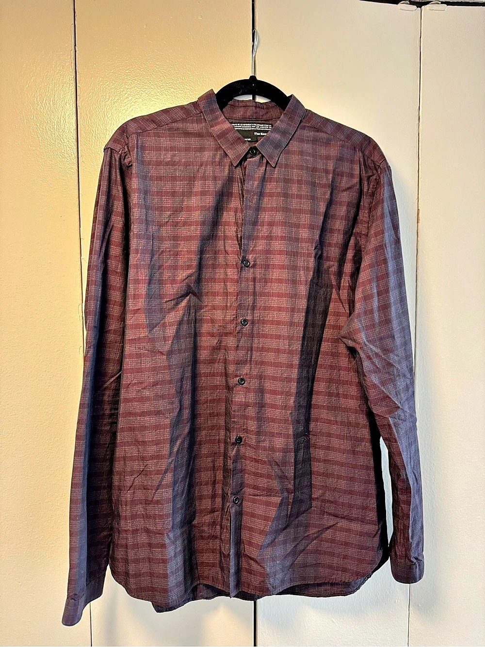 The Kooples Plaid Button-Down Shirt in Purple & Black XL